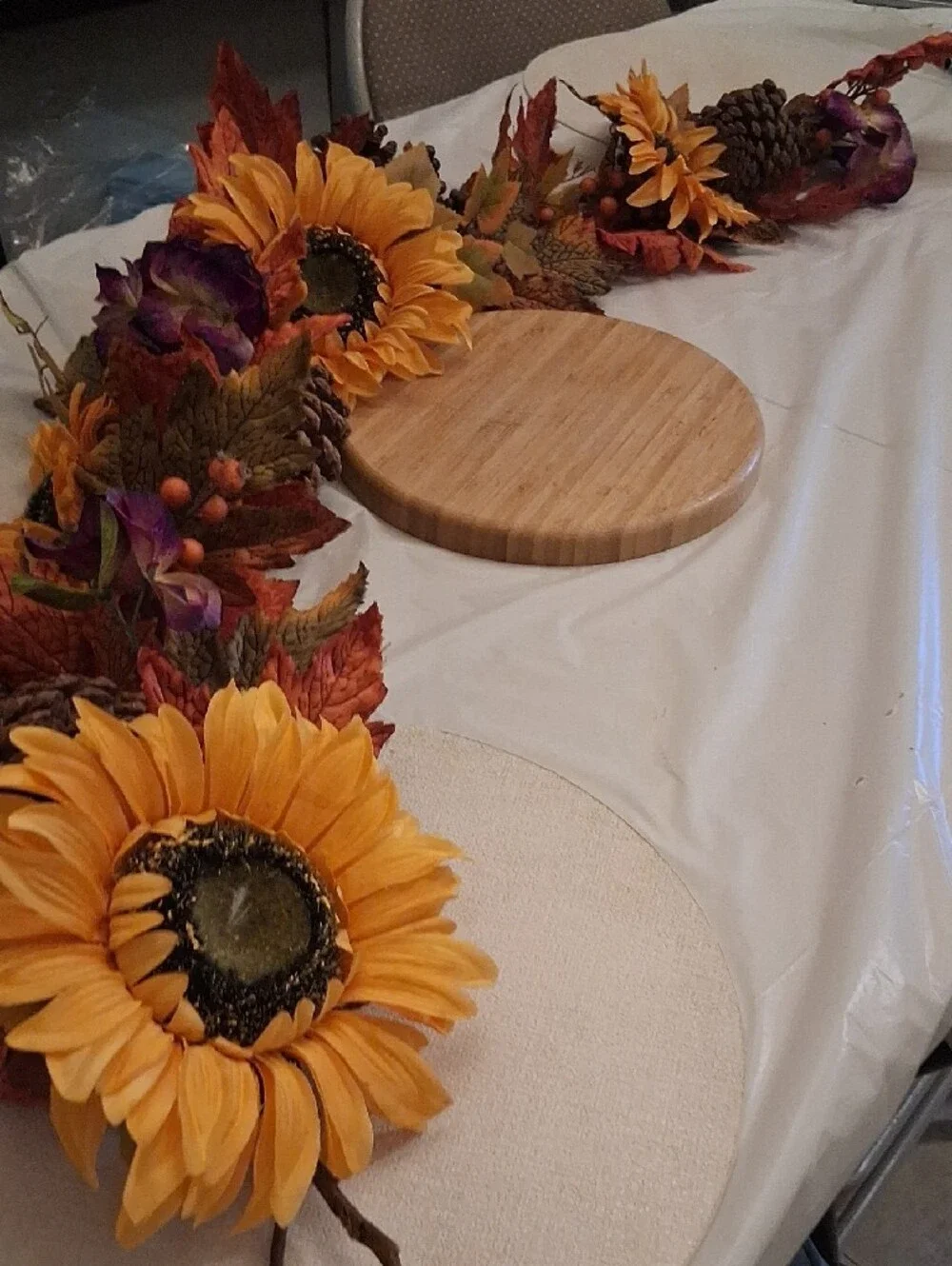 Autumn Sunflower & Pinecone Garland - Yellow and Brown Fall Accent